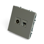 Розетка TV + компьютерная RJ-45 (механизм), STEKKER, серия Эмили, RST00-5106-10, платиново-серый, soft touch 49950