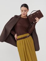 БАЗОВЫЙ РЕМЕНЬ С МЯТОЙ ПРЯЖКОЙ ЗАМША ТЕМНЫЙ ШОКОЛАД