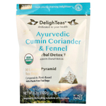 DelighTeas, Ayurvedic Cumin, Coriander & Fennel, травяной чай для выведения токсинов, без кофеина, 30 роскошных чайных пакетиков Pyramid, 120 г (4,2 унции)
