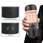 Вибромастурбатор-вагина Emily в черной колбе (Цвет: телесный с черным)