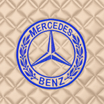 Ковры MERCEDES MP4 ровный пол (экокожа, бежевый, бежевый кант, синяя вышивка)