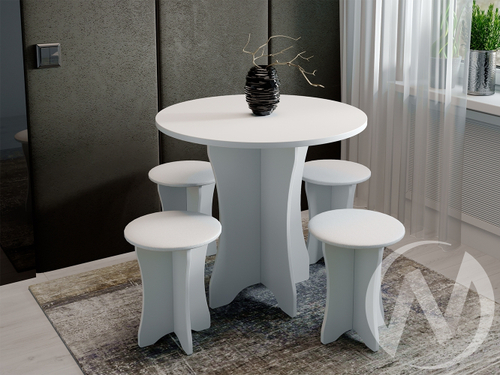 Обеденная группа тип 6 кожзам (белый/белый)