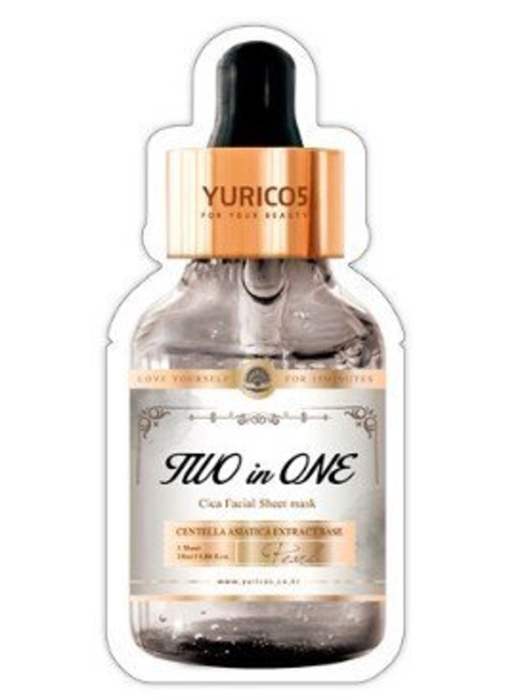Маска для лица Yuricos Yurico5 Two in One Cica and Pearl с Центеллой и Жемчугом Facial Sheet Mask 25 мл