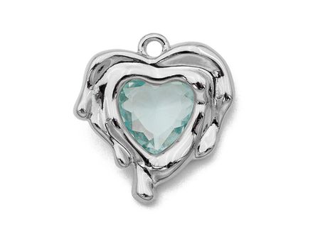 Подвеска Сердце с голубым кристаллом 16мм