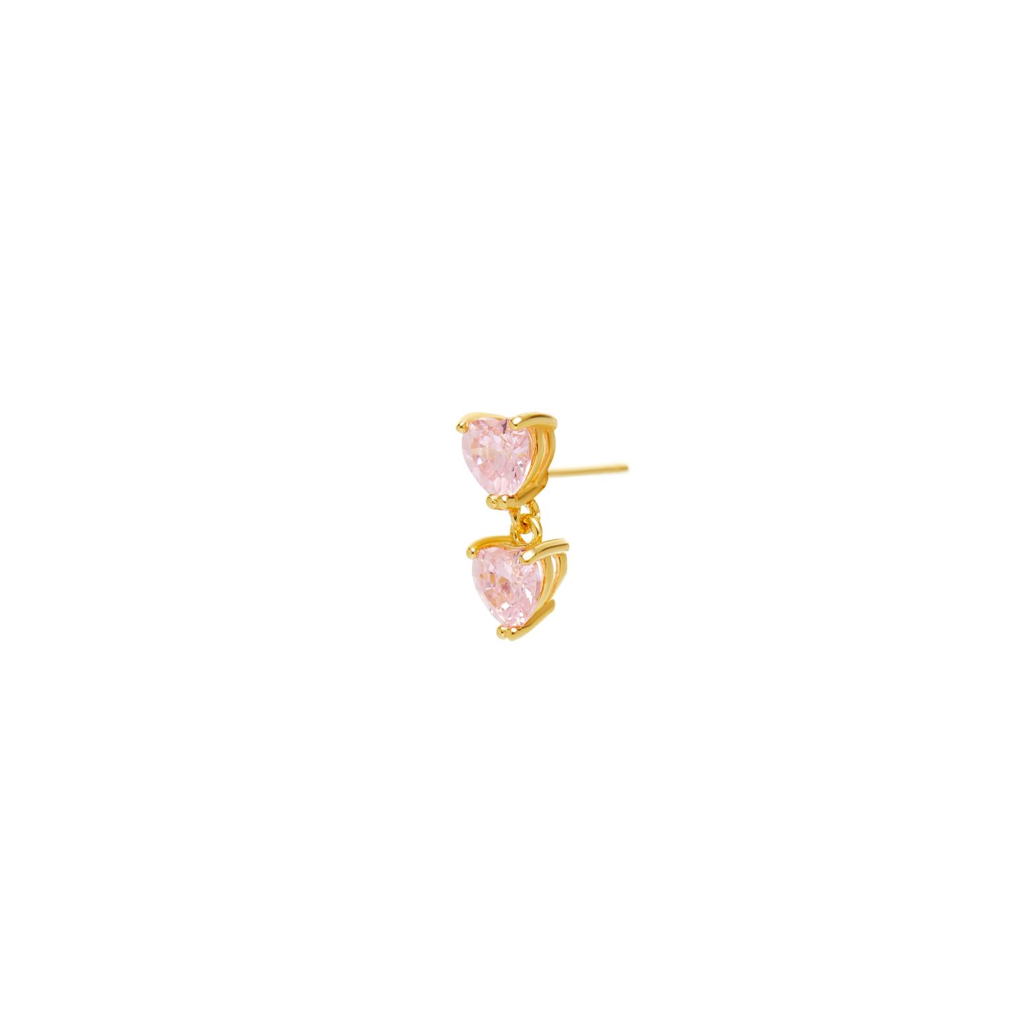 Серьга Double Whisper Heart Stud Earring – Pink