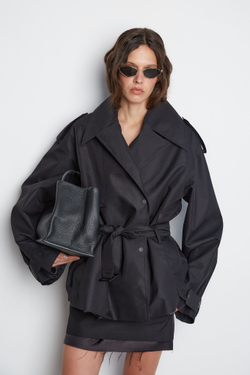 Тренч с утепленным жилетом черный