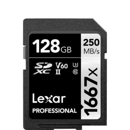 Карта памяти Lexar Professional 1667x Silver SDXC 128GB UHS-II U3 V60, R/W 250/120 МБ/с