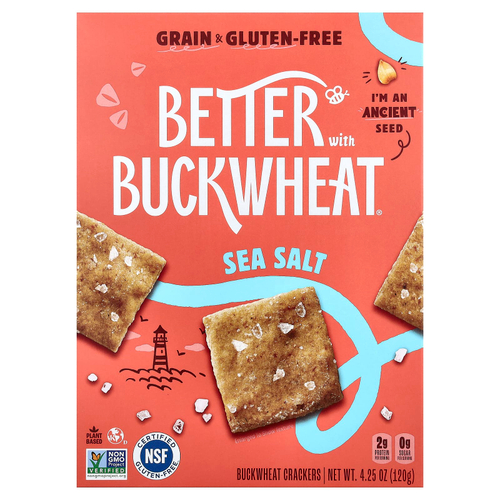 Better with Buckwheat, Гречневые крекеры, морская соль, 120 г (4,25 унции)