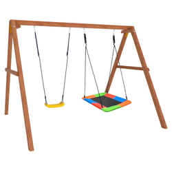 Деревянные качели с разноцветным гнездом Лодочка