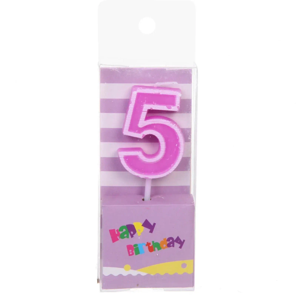 Свеча для торта Цифра Яркий праздник «5» 7,5 см