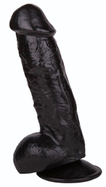 Реалистичный чёрный фаллоимитатор на присоске - 17,8 см. (Цвет: черный)