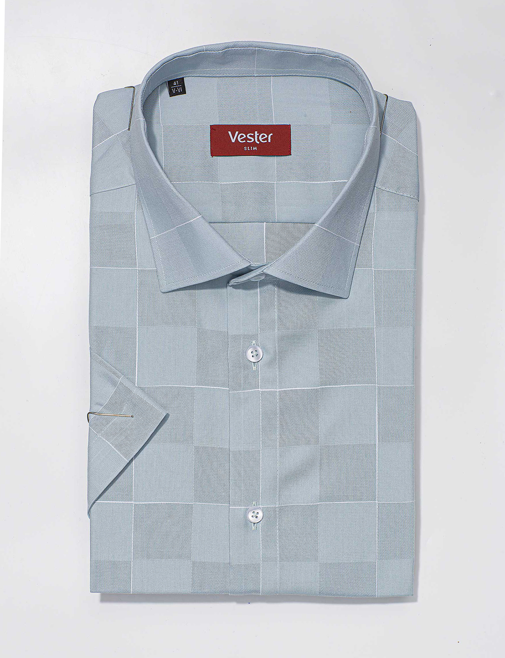 Сорочка мужская VESTER короткий рукав, приталенный и прямой силуэт 72915 18
