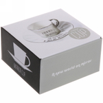 Чайная пара (зеркальная кружка 230мл+блюдце) анаморфный дизайн «Санта», белая