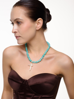 Чокер "Sea pearl cross blue" Gold