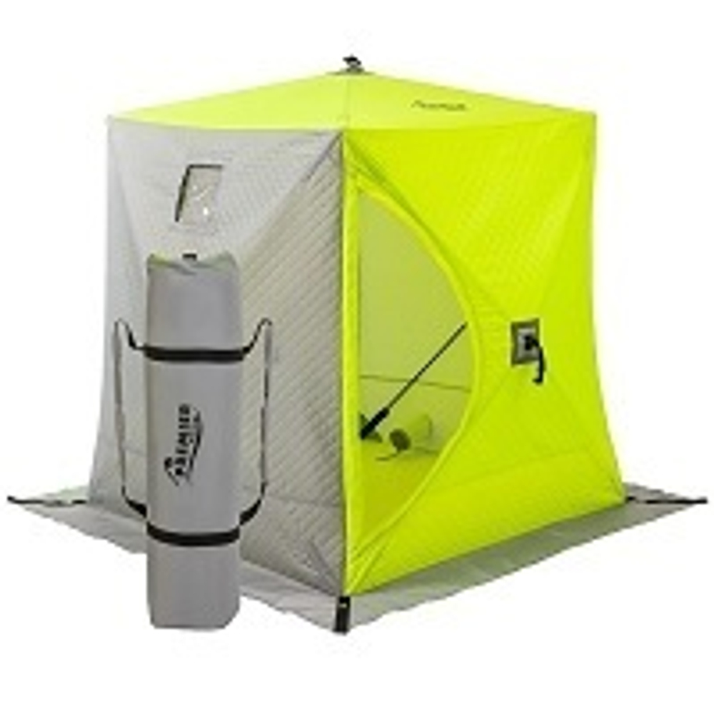 Палатка зимняя п/автомат Premier Fishing Куб 1.5x1.5x1.7м 2000мм PR-ISCI-150YLG Жёлтый люми/Серый