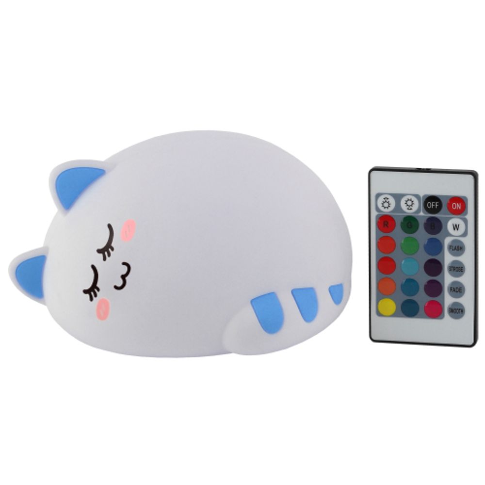 Ночник - светильник светодиодный ЭРА NLED-415-2W-BU аккумуляторный мягкий силиконовый белый с синим | Ночники