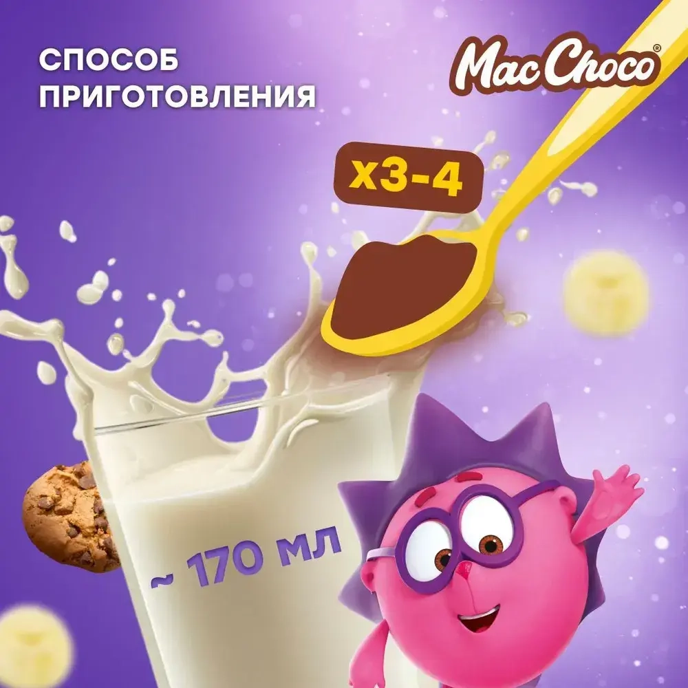 Какао-напиток MacChoco со вкусом банан-печенье, 235 г