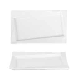 Блюдо прямоугольное 24,5*14,3 см h2,5 см со смещенным дном Asymmetry белое фарфор P.L. [4]