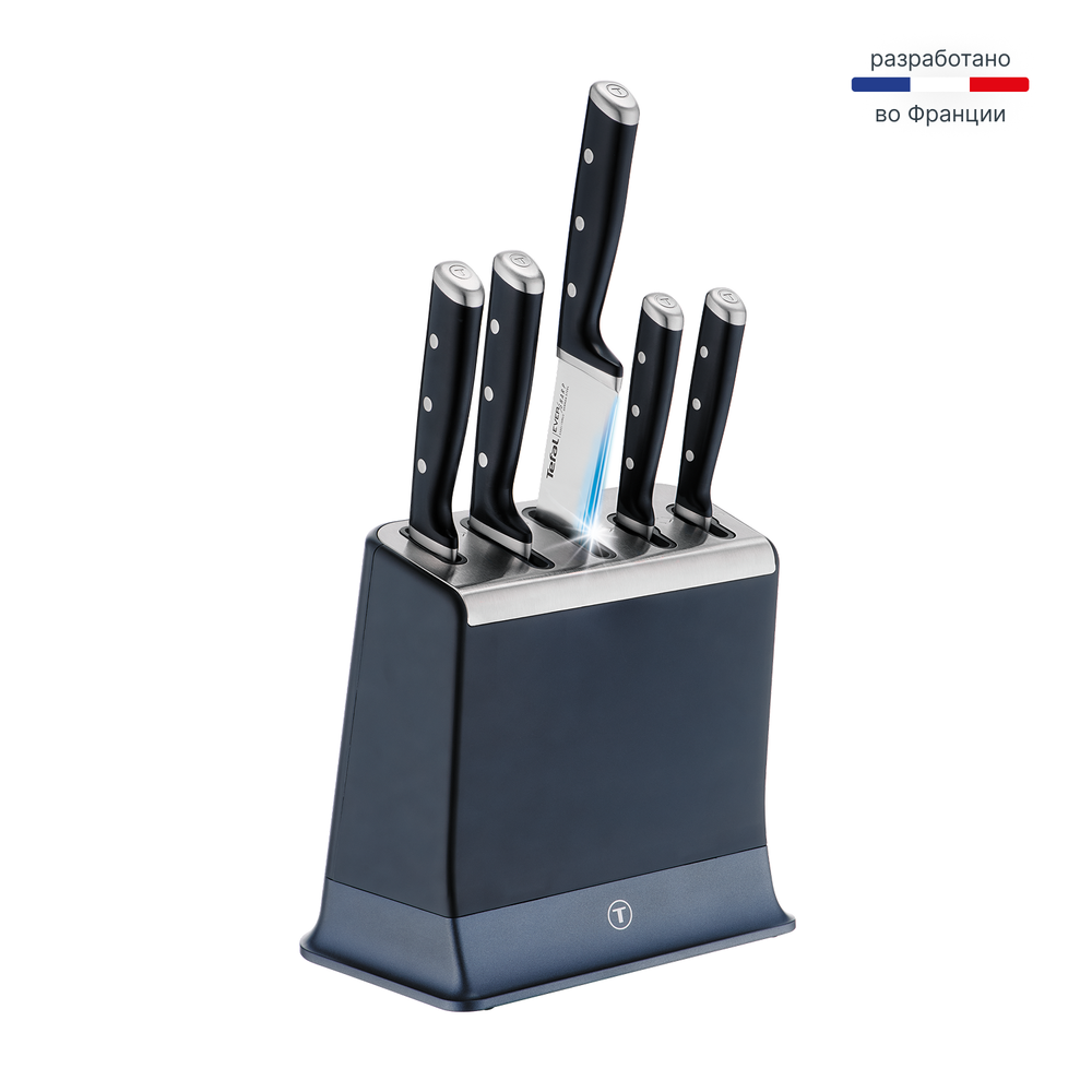 Набор ножей и блок Tefal Ever Sharp PRO K297S644 со встроенной точилкой, 5 ножей + блок