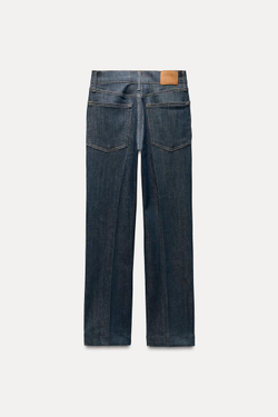 ZARA УКОРОЧЕННЫЕ ДЖИНСЫ С ВЫСОКОЙ ПОСАДКОЙ, СИНИЙ