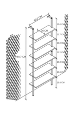 Настенная консоль с 6 полками - антрацит