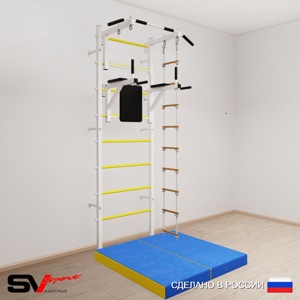Шведская стенка Sv Sport усиленная 6724 (Турник стандарт/Брусья/Лестница/Мат 1м)