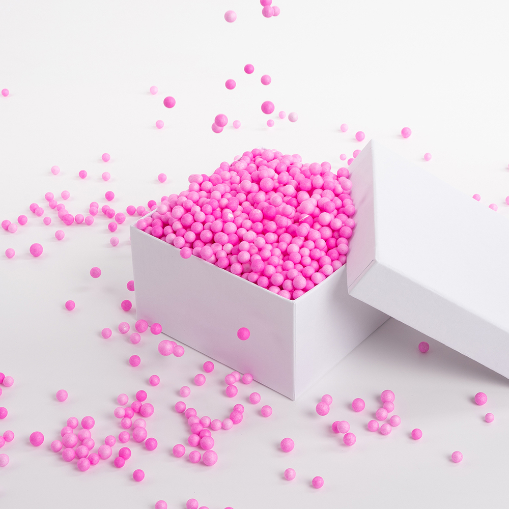 Шарики пенопласт, Розовый, 6-8 мм,