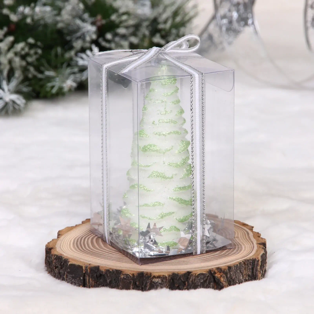 Свеча новогодняя «Пушистая елочка» 7*7*12см, Зеленый