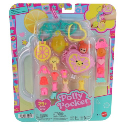 Polly Pocket - Стильный браслет Лимонный набор с брелоком и куколкой JKR54