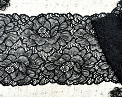 Кружево стрейч, ш. 17 см, чёрный