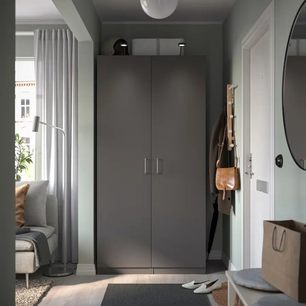 Дверь с петлями - FORSAND IKEA/ФОРСАНД ИКЕА, 195х50 см,  серый