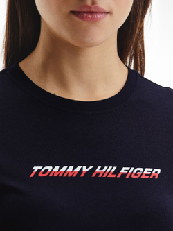 Женская теннисная футболка Tommy Hilfiger Regular Graphic C-NK Tee SS - Бирюзовый