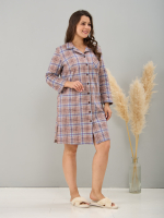 Туника Д-119/клеткабеж-бирюза