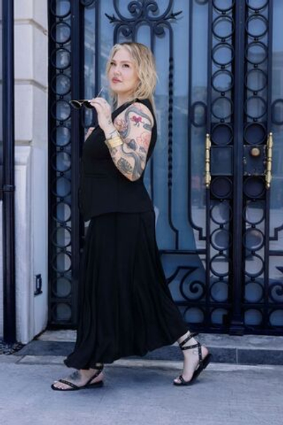 Черная трикотажная юбка трапециевидной формы с вышивкой, юбка больших размеров TBBSS25AZ00000