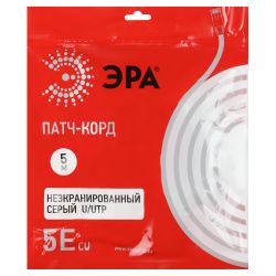 Патч корд ЭРА U/UTP неэкранированный 5 м, категория 5e, серый Cu | Электротовары