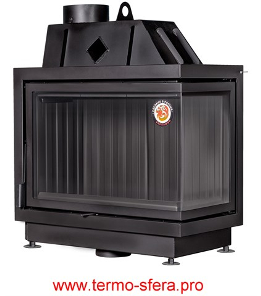 Каминная топка Экокамин Альфа 800 RB два стекла правая черный шамот