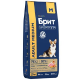 Сухой корм для собак Брит BRIT PREMIUM Dog Adult Medium с курицей, 15кг