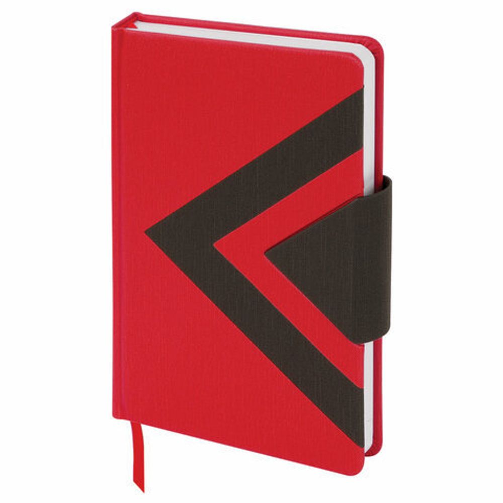 Ежедневник недатированный А5 138x213 мм BRAUBERG "Waves" под кожу, застежка 160 л., красный/черный, 111874