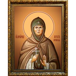 Августа Защук, преподобномученица, схимонахиня. Икона на холсте. В раме 30 х 40 см.