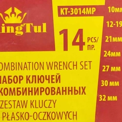 Набор ключей комбинированных14пр. (10, 12-19, 21,24,27,30,32мм) в пласт. держателе KINGTUL KT-3014MP