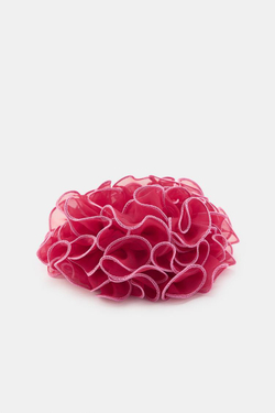 ZARA БОЛЬШАЯ РЕЗИНКА ДЛЯ ВОЛОС ИЗ ГАЗЫ С КОНТРАСТОМ, РОЗОВЫЙ