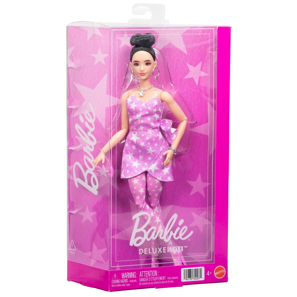 BARBIE Deluxe - Кукла № 11 Розовый наряд в звездочки Причесанные волосы JJN71