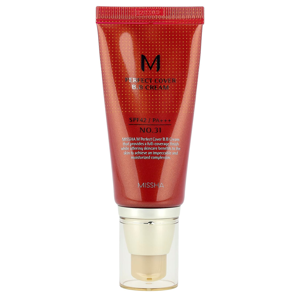 Missha, M Perfect Cover BB-крем, SPF 42 PA+++, № 31 золотисто-бежевый, 50 мл (1,69 жидк. унции)