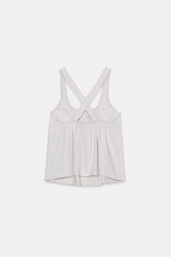 ZARA ТОП ИЗ ПОПЛИНА НА БРЕТЕЛЯХ, СВЕТЛО-СИРЕНЕВЫЙ