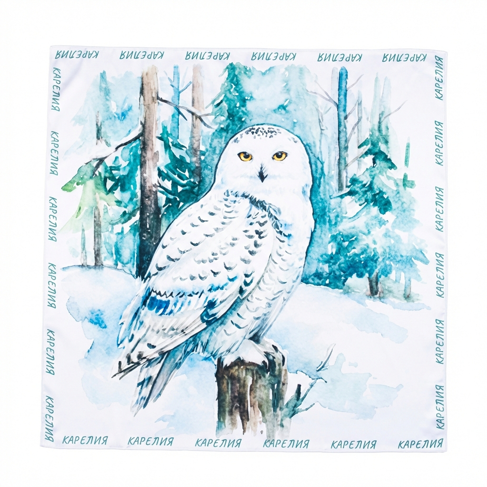 Шейный платок «Полярная сова», 70×70 см