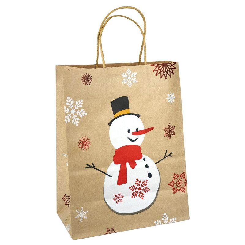 Пакет бумажный Казахстан Крафт Снеговик   21*15*8 см 1 шт 12 шт /упак