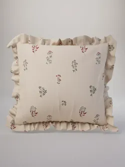 Декоративная наволочка с рюшами, оборками "Гербарий Эко" 70х70 см, 1 шт, без молнии