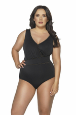 Совместный купальник с блестящей отделкой (Размер: 80G) (Цвет: черный)