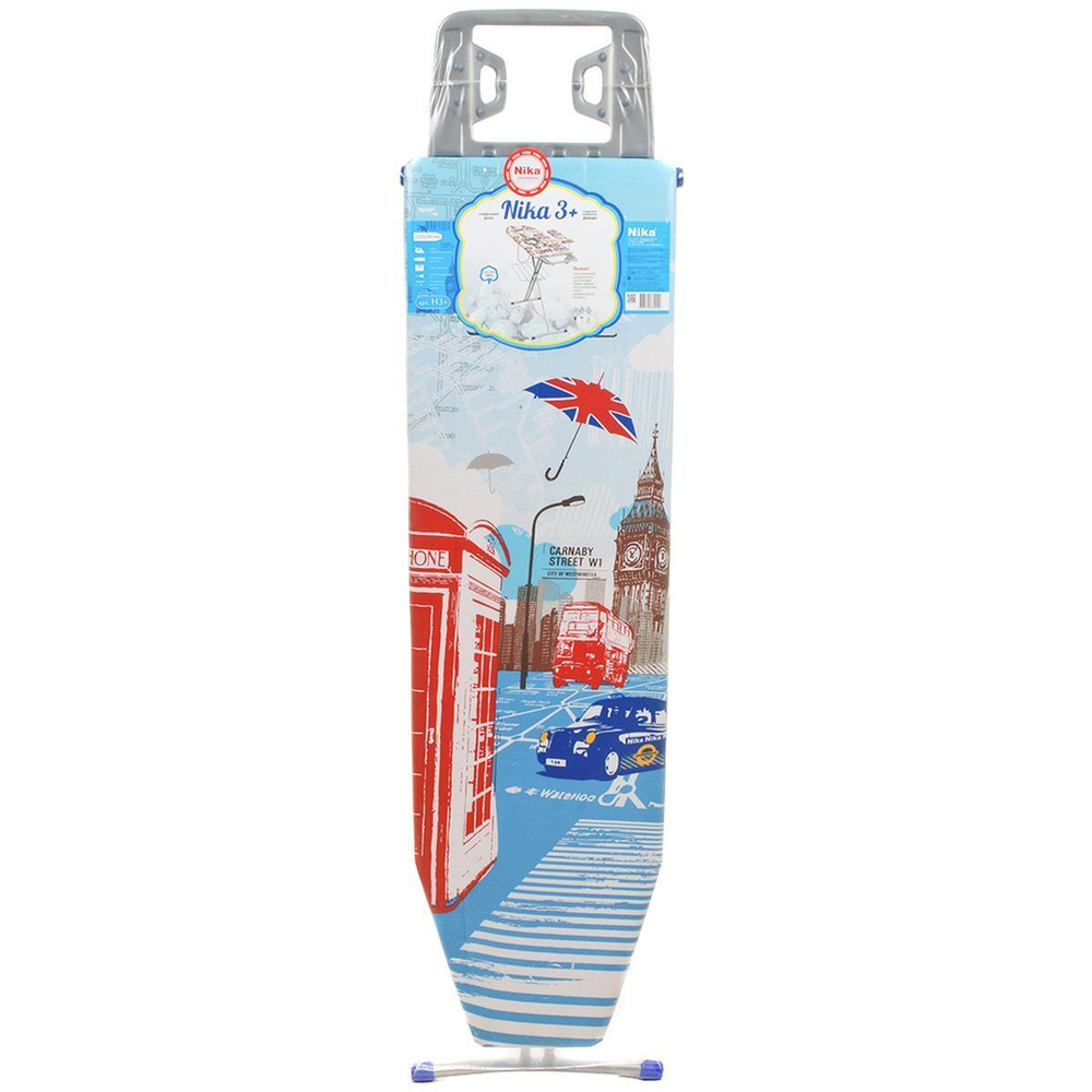 Доска гладильная 122.5х34.5 см, подст д/ут, рукав, розет, полк д/бел, удл 2.2 м, Nika, Н3+, в асс