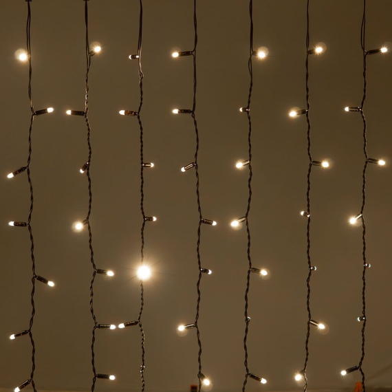 Светодиодный занавес 2*3 м., 600 LED, тепло-белый, статика, черный провод каучук, LTC (ECO602-1-2WW)